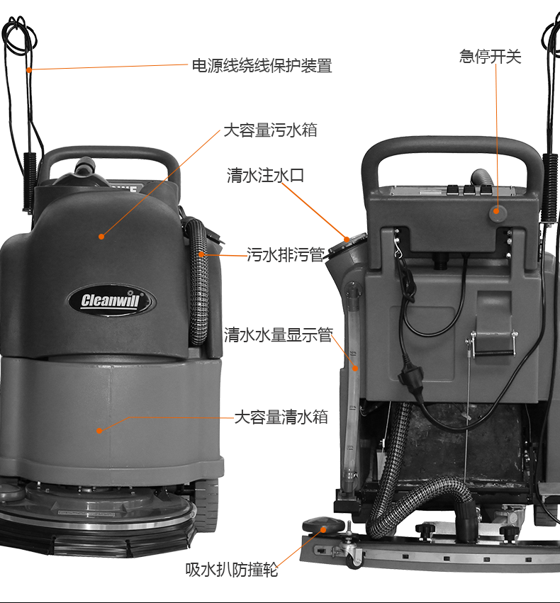 電線式手推洗地機(jī)半自動洗地機(jī)XD18WF47