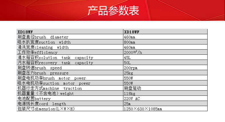 電線式手推洗地機(jī)半自動洗地機(jī)XD18WF47